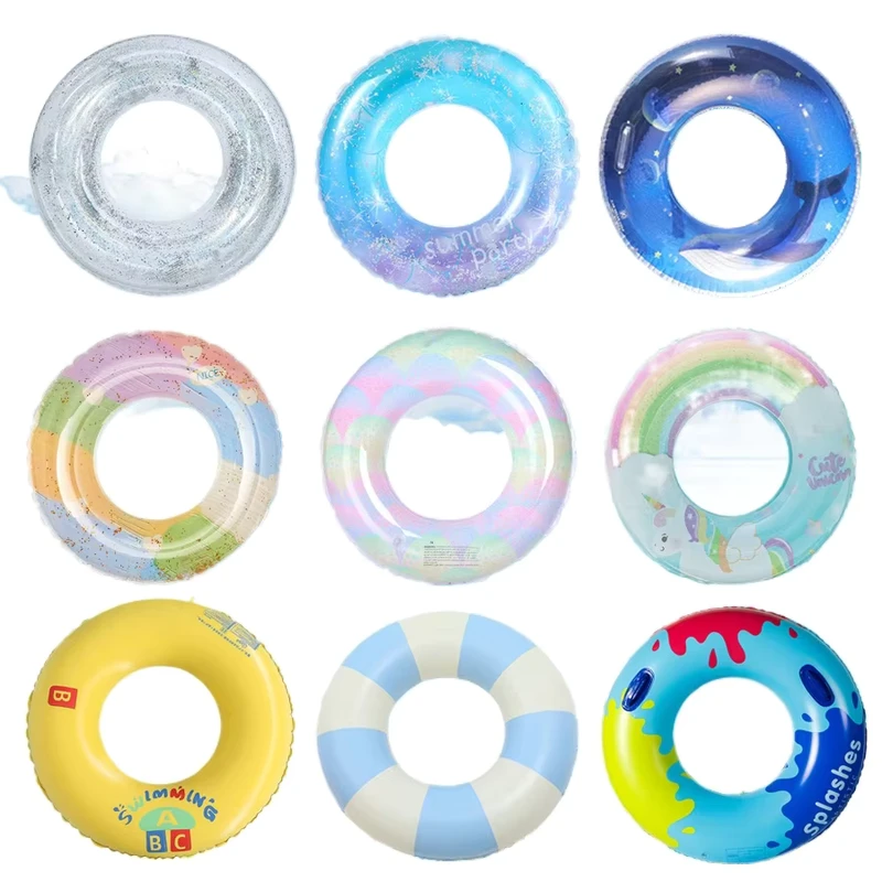 OEM PVC Transparent Sequins Foldable Swimming Rings Multiple Colors Available Custom Inflatable Swimming Ring for Child