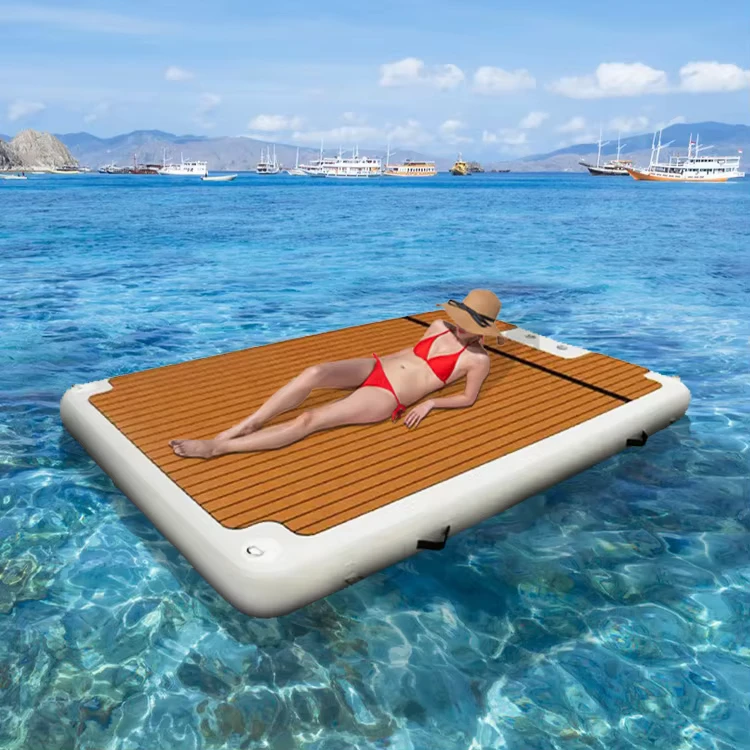 OEM maat 9x6ft PVC drop stitch opblaasbaar waterdekplatform, CE-gecertificeerd, capaciteit 100-500kg, 5-10 personen, zomer gezin