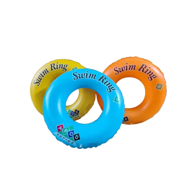 Bouée de natation en PVC jaune unie, écologique, 60CM, forme de donut, flottaison personnalisée pour enfants