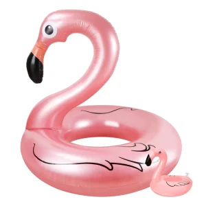 OEM Summer Outdoor Flamingo Pool Float Ring Rose Gold Animal Island for Adults and Kids Inflatable Water Amusement Facilities