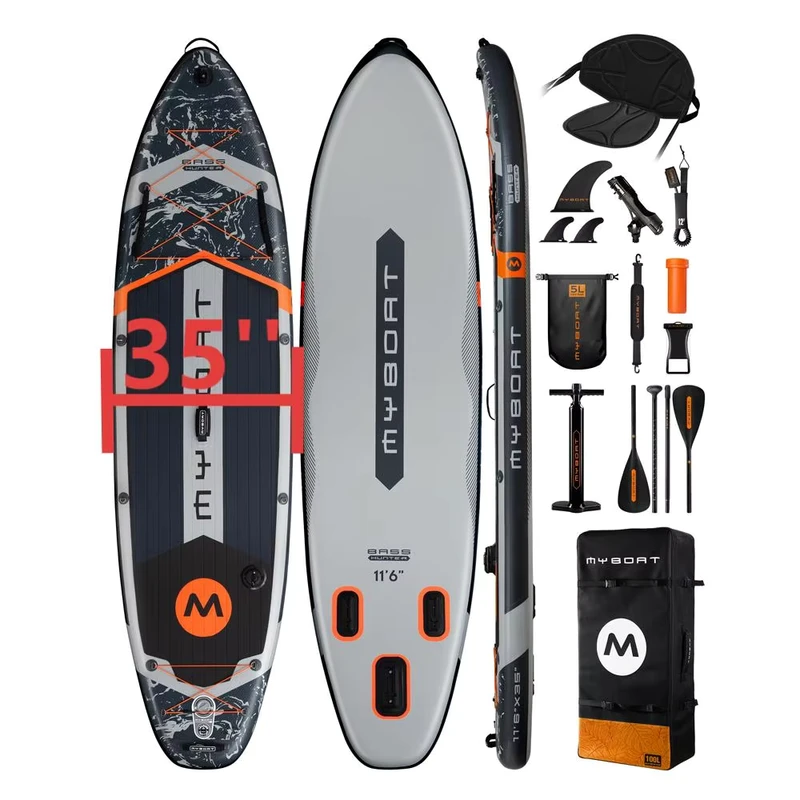 Papan Dayung Tiup Kustom 11'6''*35''*6'' Stand Up Paddle Board SUP Papan Dayung Dengan Kursi