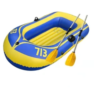 Kapal Kayak Inflatable PVC Dua Orang yang Diperkuat, Tahan Aus, untuk Memancing dan Berlayar untuk Dua Orang