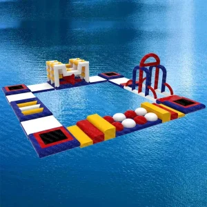 Curso de obstáculos inflable para parque acuático, palmera flotante de alta resistencia de PVC para uso en mar y playa