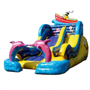 Ocean Dolphin Themed Giant Inflatable Eco-Friendly PVC Slide Kids Underwater Adventure Play Equipment Commercial Grade Outdoor