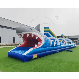 Ocean Shark Themed Giant Inflatable Water Slide Run Commercial Wave Tunnel Water Slip For Summer Festivals