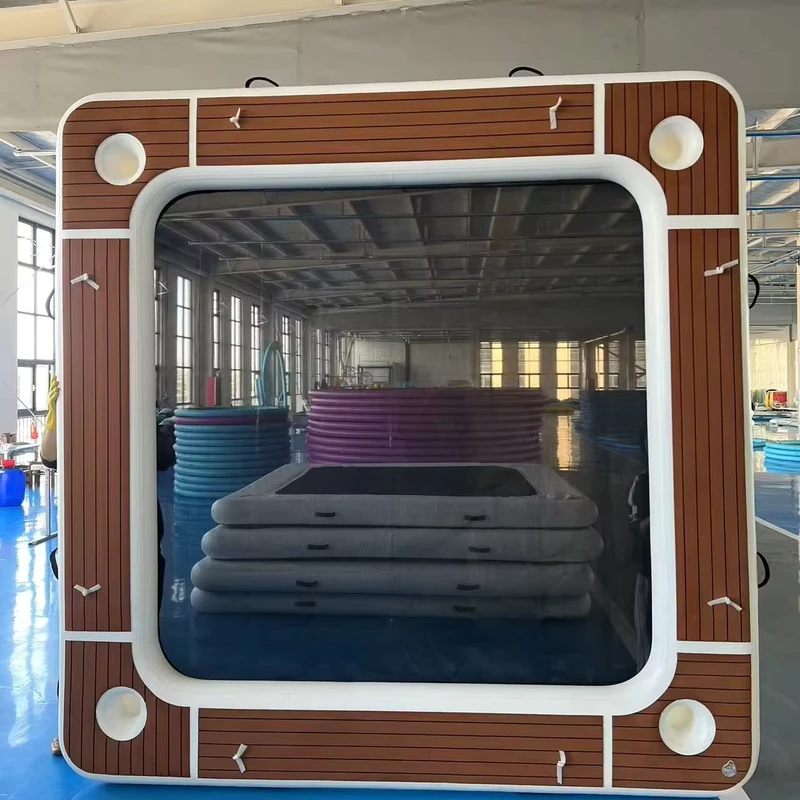 Platform Terapung Inflatable untuk Kapal Yatch Laut, Kolam Renang, Float Bulat, Pulau, Tempat Bersantai Air dengan Jaring