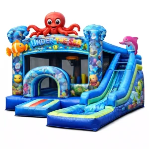 Octopus Theme Inflatable Jumping Castle Combo Slide with CE Certification and 12-Month Warranty Commercial Use Manufacturer