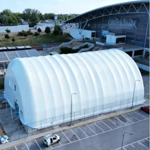 Oem Odm Electric Inflatable Aerodome Shelter Dome Warehouse Storage Building Tent PVC Tarpaulin Waterproof Weather Resistant