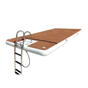 Plataforma Inflable en el Agua con Escalera, Muelle Flotante, Material PVC de Puntos Caídos, 20 cm de Grosor para Entretenimiento