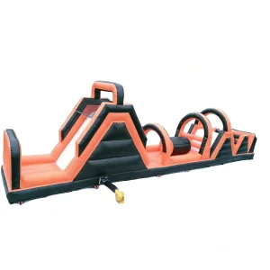 Orange Black Inflatable Obstacle Course Slide Kids Challenge Adventure Play Equipment PVC Material Eco Friendly Commercial Grade
