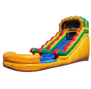 Orange Marble Wet N Dry Slide with Pool Inflatable Water Slide