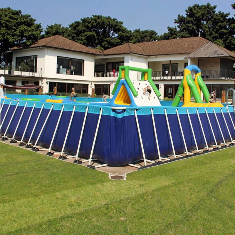 Parco acquatico gonfiabile per famiglie all'aperto, scivolo gonfiabile gigante con piscina