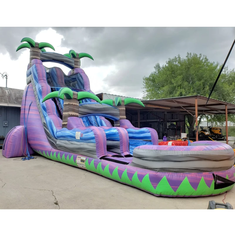 Toboggan aquatique gonflable commercial de 26 pieds pour usage humide et sec avec piscine pour enfants et adultes