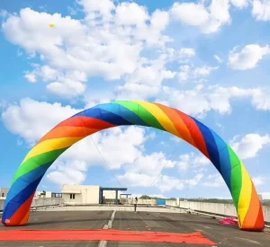 Arco Arco-Íris Inflável para Publicidade ao Ar Livre, Arco de Entrada e Saída Personalizado com Luzes LED para Eventos