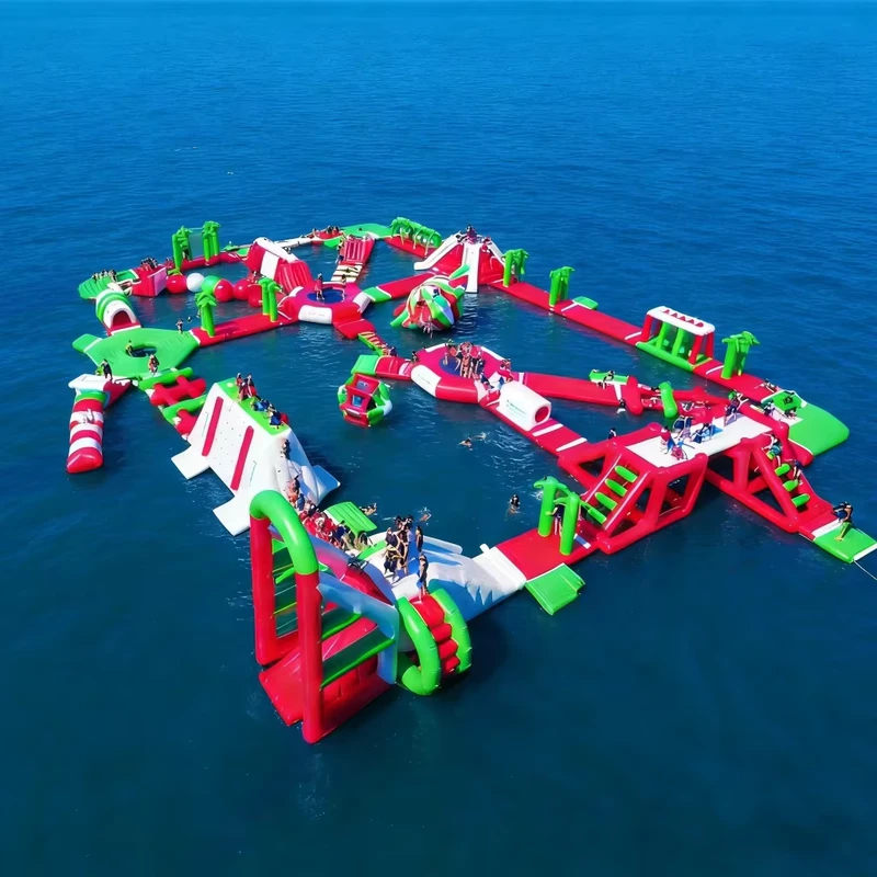 Outdoor Amusement Equipment Inflatable Water Park Obstacle Course Adults Floating Island