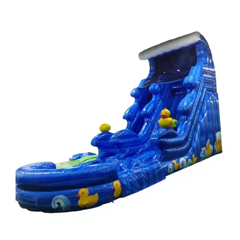 Scivolo d'acqua gonfiabile per bambini da esterno, casa gonfiabile a forma di anatra, materiale PVC, capacità massima 8