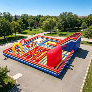 Castello Gonfiabile all'Aperto, Parco Tematico Gonfiabile, Parco Giochi per Bambini all'Aperto, Grande Percorso ad Ostacoli