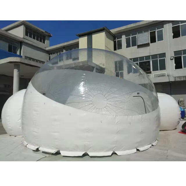 Tenda Inflável Bubble Transparente de PVC ao Ar Livre com Túnel, Tenda Dome com 6 Metros de Diâmetro