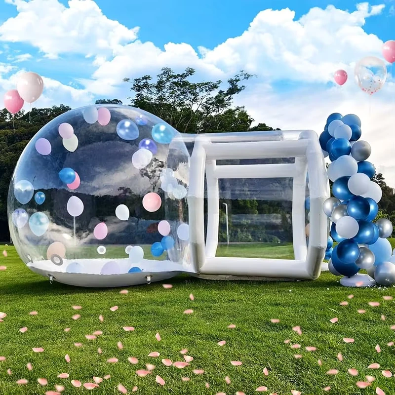 Outdoor Camping Klare Transparente PVC Wasserdichte Kuppel-Iglu-Zelt Kinderparty Werbung Aufblasbares Bubble-Haus UV-gedruckt