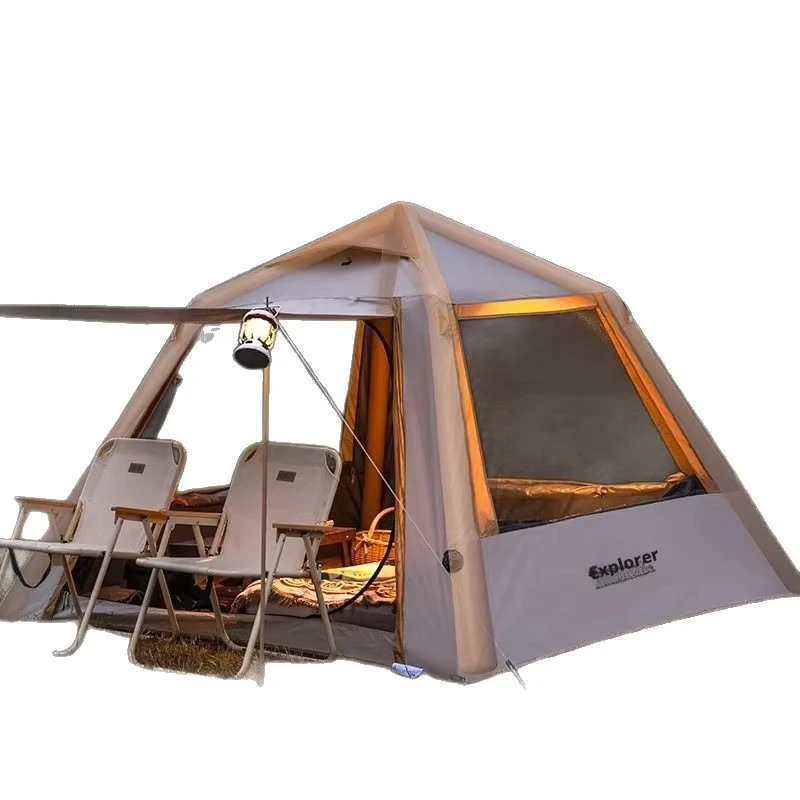 Opblaasbare Tent voor Buiten Camping Automatisch Opblazen Eén Slaapkamer Vier Seizoenen Regen- en Zonbescherming Draagbaar voor 2-4 Personen Oxford Stof