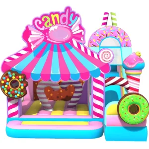 Outdoor Commercial Bounce House Candy Shop Inflatable Bouncer Slide Combo Kids Air Bouncer Inflatable Castle Slide Combo Bouncer