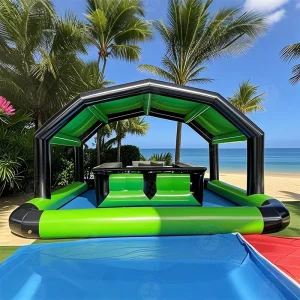 Bar flotante inflable de PVC de grado comercial para jardín, con gran piscina para adultos