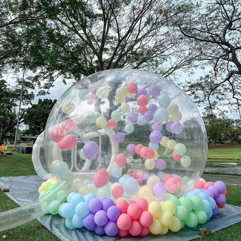 Tendas burbuja inflables de grado comercial para exteriores, casa burbuja transparente para niños, fiesta de adultos con globos voladores