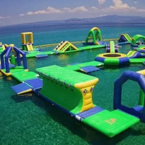 Pulau Terapung Komersial Inflatable Taman Air dengan Bahan PVC Logo Gratis Garansi 1 Tahun untuk Taman Air