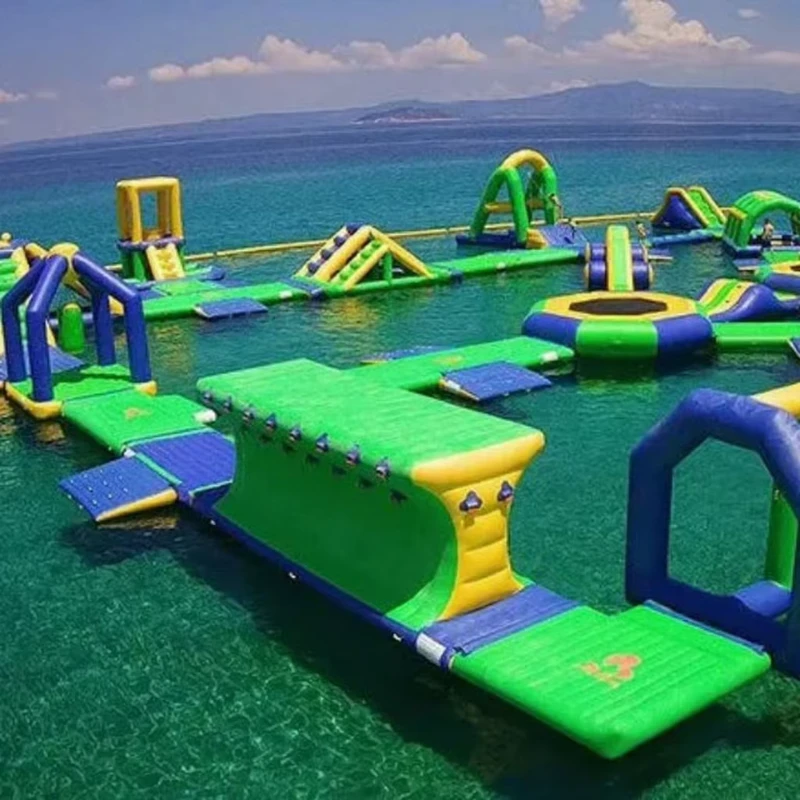 Isla Flotante Inflable Comercial al Aire Libre con Material PVC Sin Logo 1 Año de Garantía para Parque Acuático