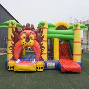 Rumah Loncat Komersial Luar Ruangan, Kombinasi Seluncuran Kering, Bouncer Anak Inflatable, Rumah Loncat Singa Bouncy
