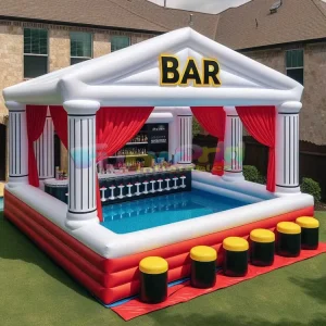Bar gonfiabile commerciale portatile per piscina acquatica all'aperto, pub per adulti