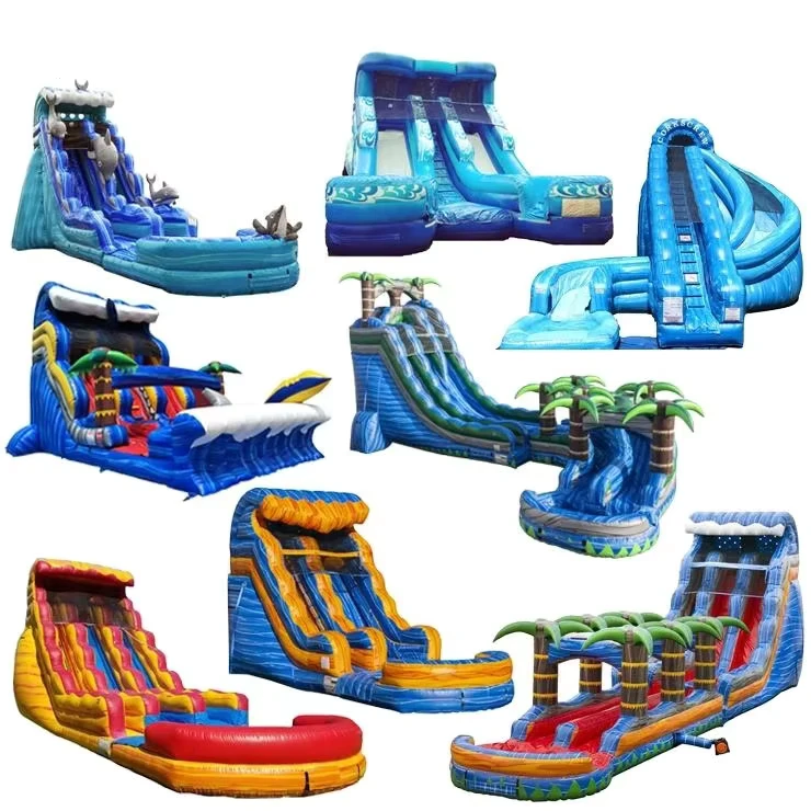 Escorrega de Água Inflável Gigante Personalizado de 18 pés para Exterior com Piscina Destacável para Crianças e Adultos