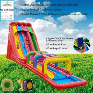 Outdoor Customized Blue Three-Slides Inflatable Water Slide