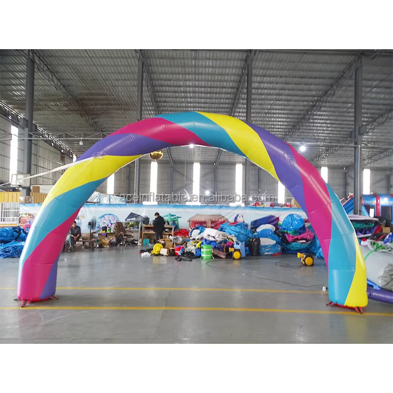 ประตูอาร์คพองลมแบบกำหนดเองสำหรับงานวันเกิด งานแต่งงาน การตกแต่งโฆษณา PVC อาร์คพองลมรุ้ง