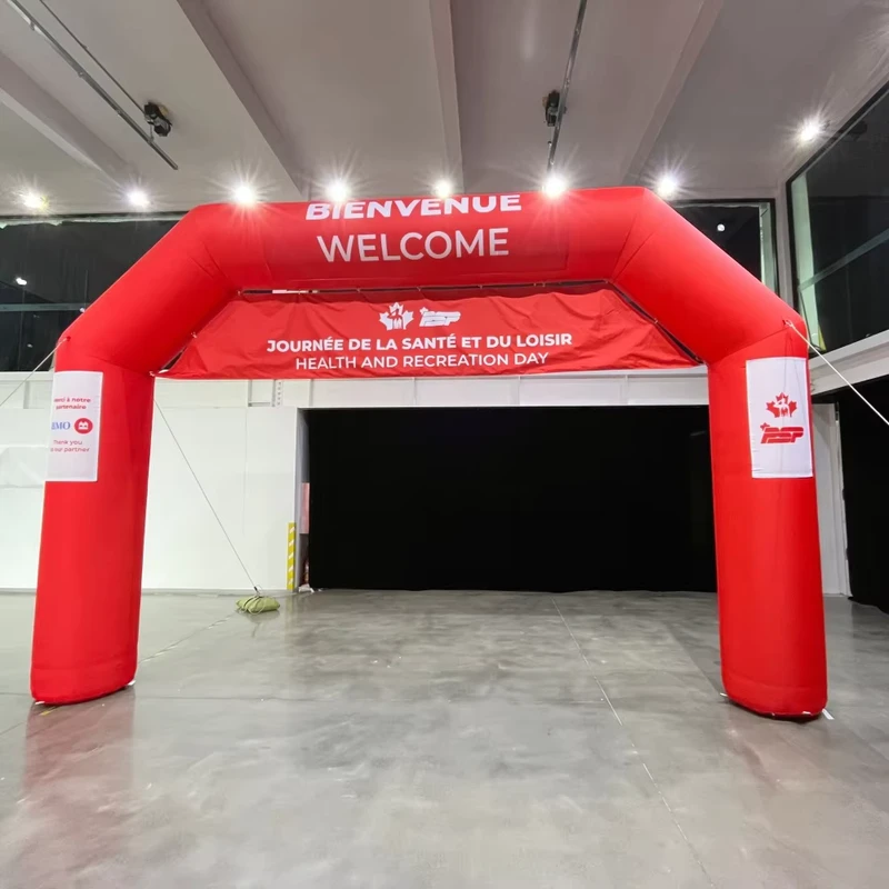 Gerbang Tiup Iklan Kain Oxford Kustom Portabel dengan Blower Tahan Air Penguat untuk Acara