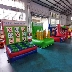 Outdoor Entertainment Juegos Inflables Kids Interactive Party 4 in 1 Carnival Games Vinyl Material Max Capacity >500kg