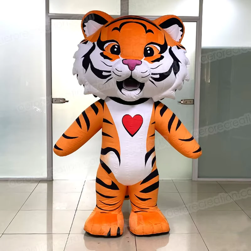 Outdoor Events Wearable Interactive Inflatable Animal Mascot Tiger Custom Inflatable Walking Costume