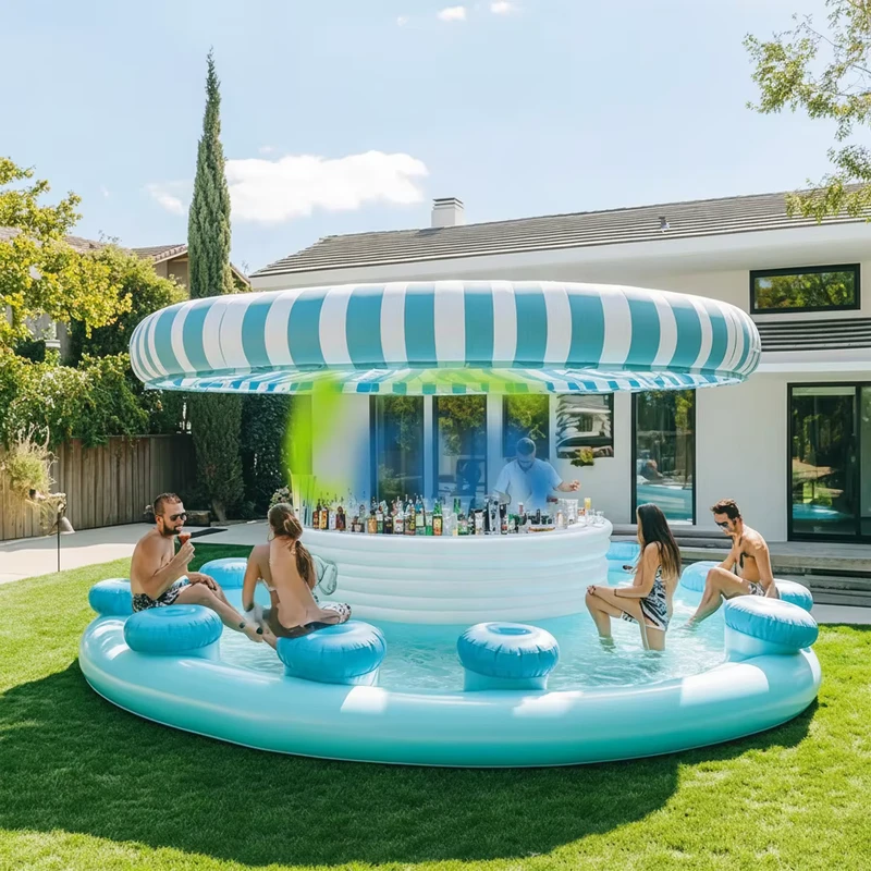 Outdoor Floating Inflatable PVC Swimming Pool Bar Tent with Seats Custom Design for Adults Garden Party Beach Backyard Events