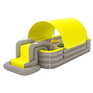 Outdoor Foldable Inflatable Swimming Pool with Sunshade Water Slide for Children’s Water Games Supports Kids’ Swimming Lessons