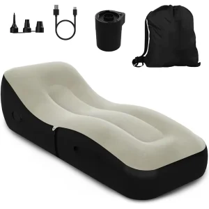 Outdoor Furniture Inflatable Glamping Tufted Minimalist Luxury Air Lounge Sofa with Built in Pump and Chair