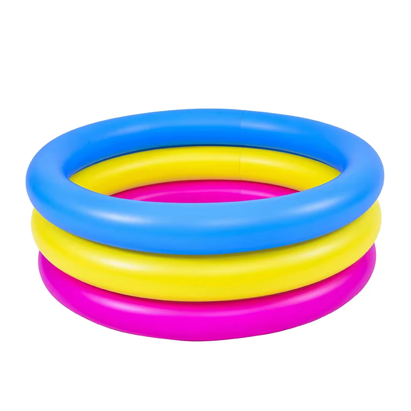 Kolam Renang Anak Inflatable 3 Lingkaran PVC 0.18mm Portabel Lipat untuk Taman