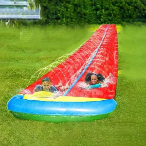 Outdoor Garden Racing Double Water Slides Mat Summer Spray Water Toys Inflatable Water Slide For Kids Adults