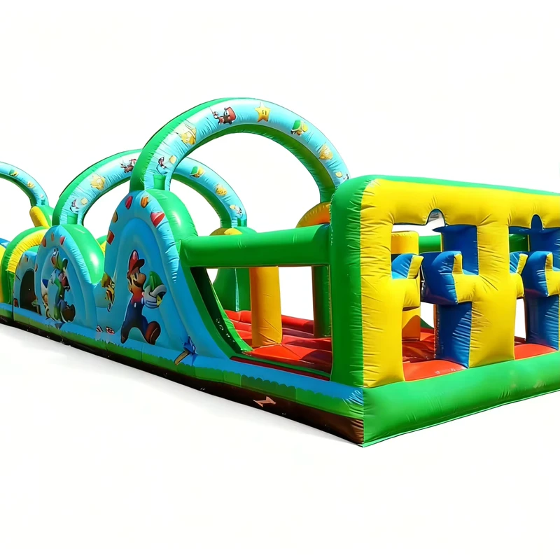 Parcours d'obstacles gonflable géant pour adultes en PVC avec toboggan et capacité de 1500 kg