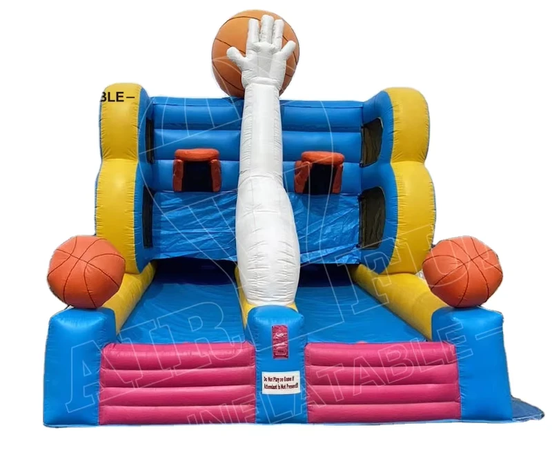 Gioco interattivo gonfiabile da basket a pieno campo gigante per esterni, canestro da basket gonfiabile per noleggio