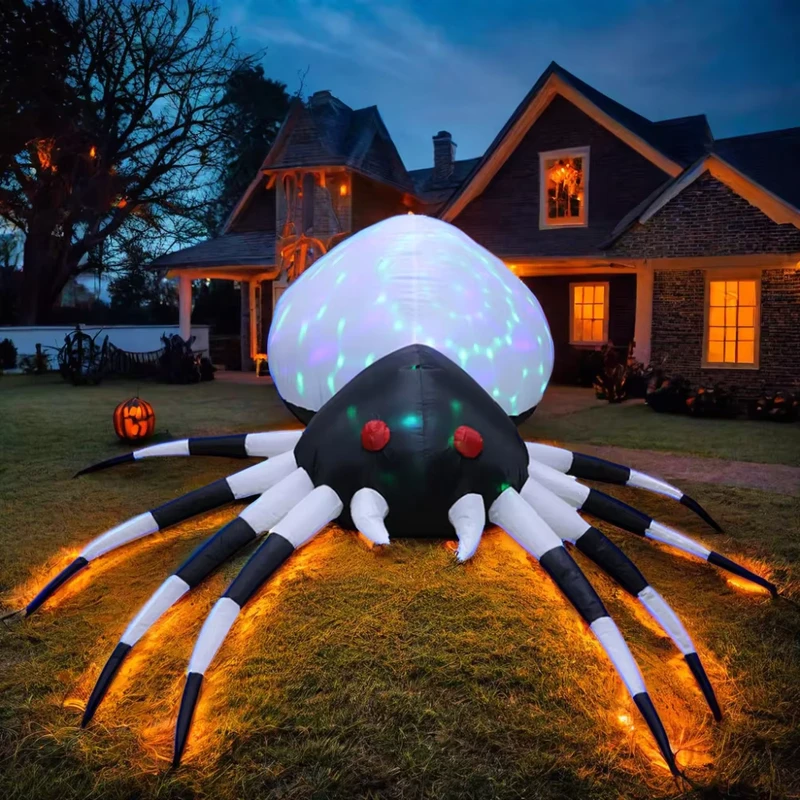 Außen Halloween Dekoration 6ft 180cm Aufblasbare Spinne mit integrierten LEDs, Aufblasbares Motiv, Partylampe für Feiertagsfeiern
