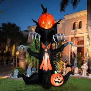 Outdoor Halloween Inflatable Decorations with LED Lights Ghost and Pumpkin Blow up Halloween Decorations Commercial Inflatable