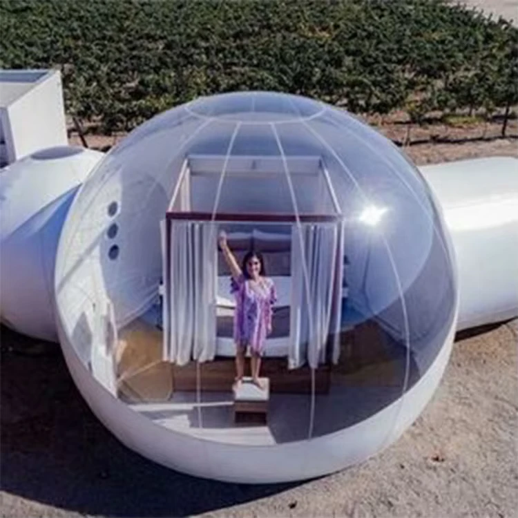 Nhà bơm hơi Glamping Geodesic ngoài trời, Bóng cắm trại trong suốt, Lều hình vòm lớn
