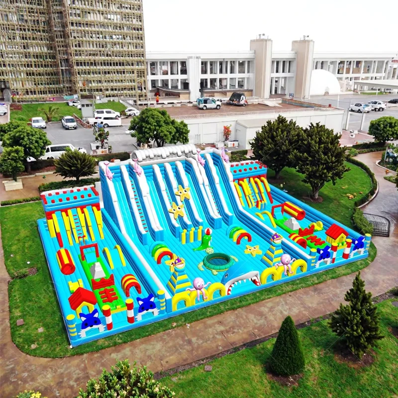 Produk Inflatable Taman Permainan Rintangan Bounce House Besar Outdoor