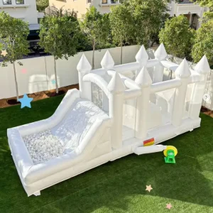 Parcours d'obstacles gonflable commercial intérieur extérieur pour enfants, château gonflable avec toboggan et fosse à balles