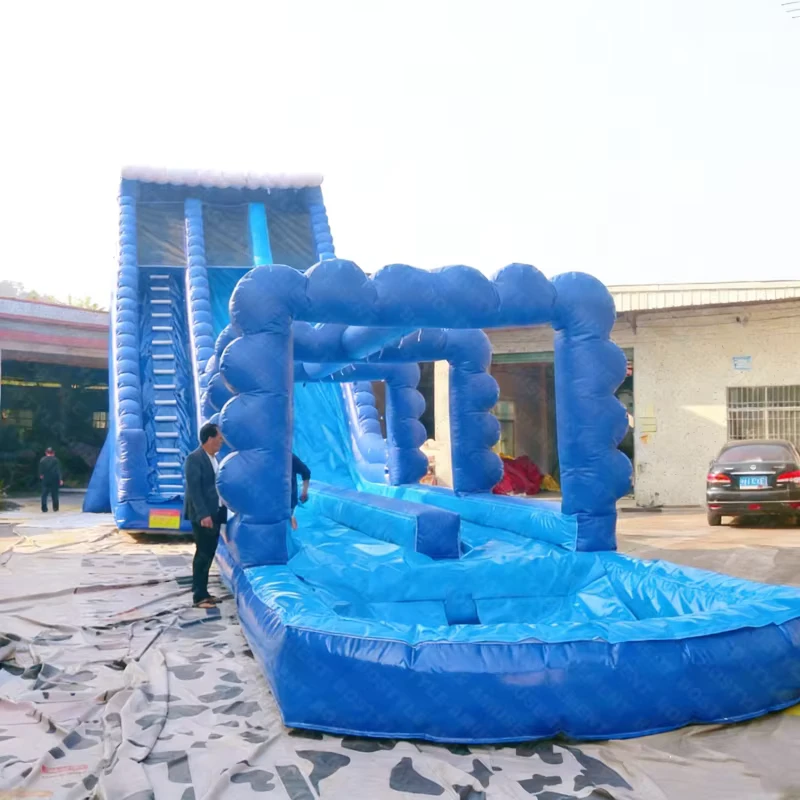 Toboggan aquatique gonflable coloré de 20 pieds à 2 voies pour usage commercial en intérieur et extérieur, pour piscine résidentielle